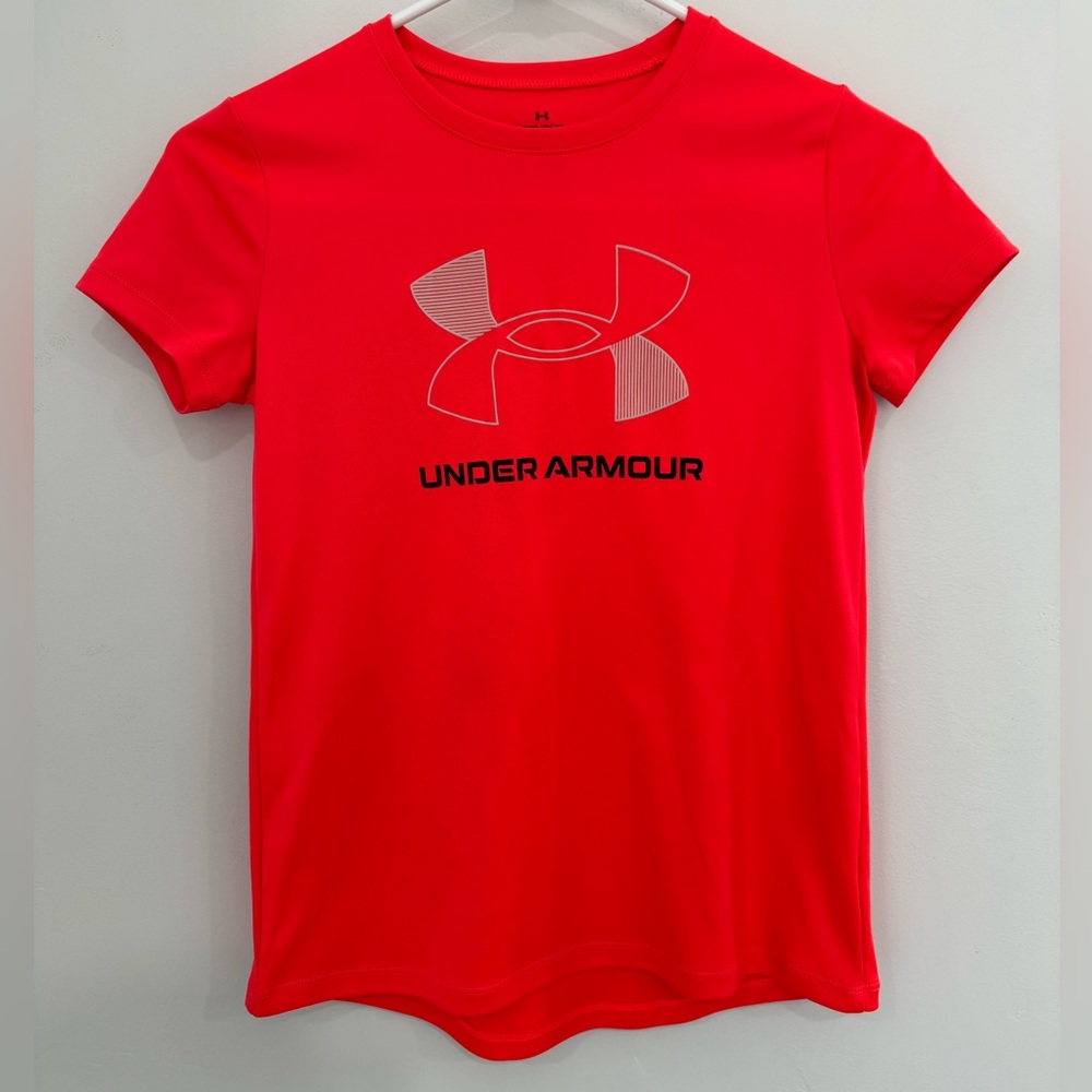 Under Armour Girls' Tech Print Big Logo Short Sleeve Crew